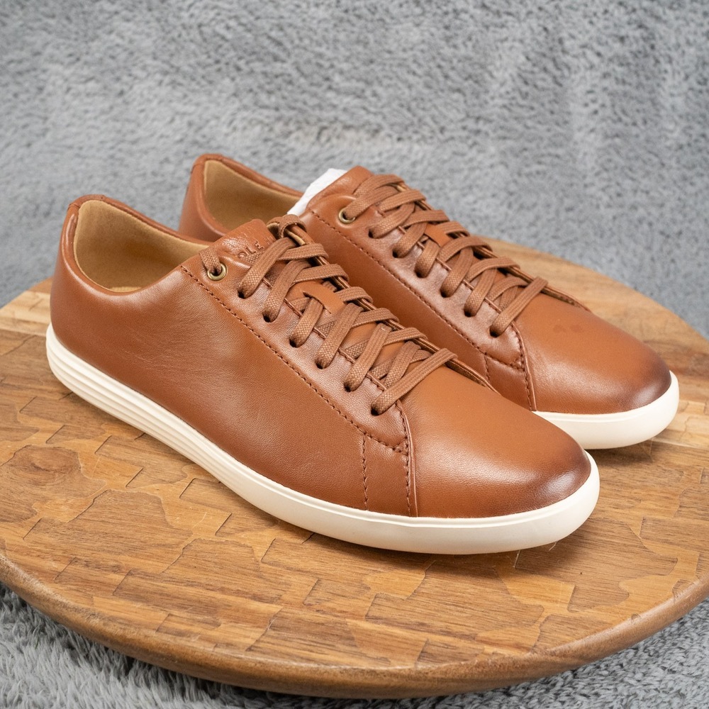 Cole Haan Mens Grand Crosscourt II Leather Sneakers British Tan C26521 Size 7M